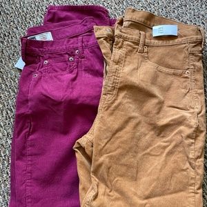 2 pairs Gap Corduroy Pants/Cigarette High-rise